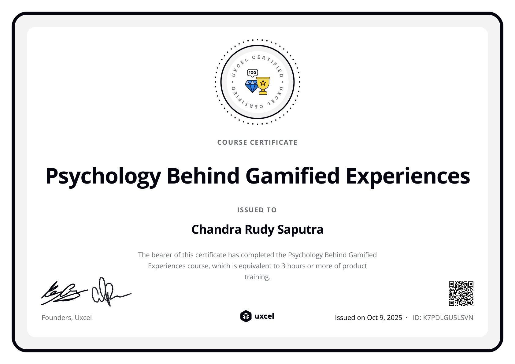 Chandra Rudy Saputra's certificate